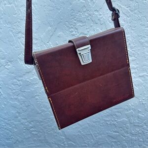 Polaroid Dark Brown Leather Messenger Bag